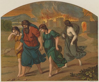 The escape of Lot and family from Sodom by Raffaello Sanzio Raphael